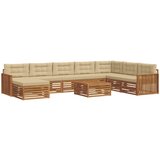  Set vanjskih sofa 9 kom. Prirodna i bež Čvrsto drvo akacije | shoptok.hr