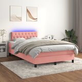 vidaXL Box spring postelja z vzmetnico LED roza 120x200 cm žamet Cene