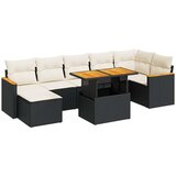 vidaXL Vrtna sedežna garnitura z blazinami 8-delna črn ratan/akacija | Shoptok.si