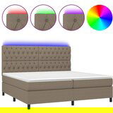 vidaXL Krevet box spring s madracem LED smeđesivi 200x200 cm tkanina Cijene