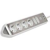 Brennenstuhl Estilo zidni / kutni nastavak, 6 utičnica, 2xUSB, 3.1 A, kabel H05VV-F 3G1.5, 2m, srebrna / bijela 4007123672837 | shoptok.hr