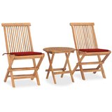 vidaXL 3-dijelni sklopivi vrtni blagovaonski set od masivne tikovine | shoptok.hr
