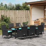  Set stola i stolica s jastukom 9 pcs Crna PE ratan | shoptok.hr