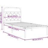  Metalni okvir za krevet s uzglavljem bijeli 90 x 190 cm | shoptok.hr