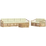 vidaXL Zunanja garnitura za sedenje 7 pcs Bela in krem Poliester, (5000279503) | Shoptok.si