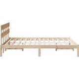 vidaXL Posteljni okvir z naslonom 150x200 cm Trden borov les | Shoptok.si