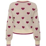 JDY Pulover 'ROMANCE' kremna / kit / vinsko rdeča | Shoptok.si