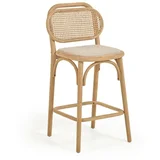 Kave Home Barska stolica od punog hrasta u prirodnoj boji (visine sjedala 65 cm) Doriane –