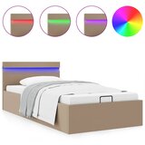 Maison Chic Dvižni Posteljni okvir - Enojna postelja - Postelja za odrasle LED kapučino umetno usnje 100x200 cm, (21695567) Cene