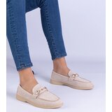 Gemre Beige eco-suede perforated loafers with gold embellishment Marusso | shoptok.hr