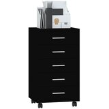  Ladičar s kotačićima crni od konstruiranog drva | shoptok.hr