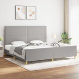 The Living Store Posteljni okvir z vzglavjem svetlo siv 200x200 cm blago - Posteljni Okvir Z Vzglavjem, (21531474) | Shoptok.si