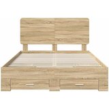 Krevetna konstrukcija s ladicama Sonoma hrast 140 x 190 cm | shoptok.hr