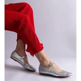 Gemre Silver ballet flats with patent toe fastened with Velcro Jaures Cijene