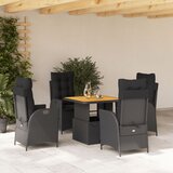vidaXL 5-dijelni vrtni blagovaonski set s jastucima od poliratana crni | shoptok.hr