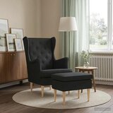  Fotelja s footstoolom 2 kom. Crna Tkanina | shoptok.hr