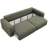 Makamii Zelena raztegljiva/s prostorom za shranjevanje sedežna garnitura iz rebrastega žameta 252 cm Kona – | Shoptok.si