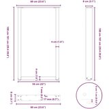  Noge za barsko mizo v obliki črke U, 2 kosa, naravno jeklo, 60 x (100-101) cm, jeklo | Shoptok.si