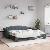 vidaXL Dnevni krevet na razvlačenje tamnosivi 90 x 200 cm od tkanine | shoptok.hr