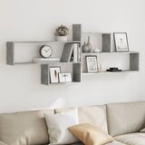 vidaXL Stenska polica betonsko siva 167,5x18x68 cm inženirski les Cene