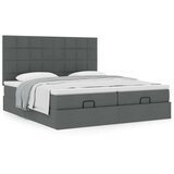vidaXL Otomanski posteljni okvir z vzmetnicami siv 180x200 cm blago | Shoptok.si