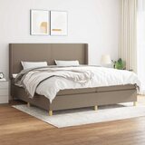  s oprugama i madracem smeđesivi 200x200 cm od tkanine | shoptok.hr