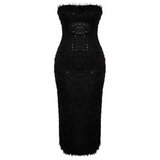 Trendyol Black Fringed Sequin Evening Dress Cene