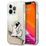 Karl Lagerfeld KLHCP13LGCFD za iphone 13 pro zlata prozorna trda zaščita z bleščicami - choupette fun Cene