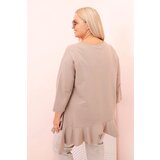 Kesi Włoski Women's Plus Size blouse with cotton, featuring a pocket and rolled sleeves kiwi | Shoptok.si