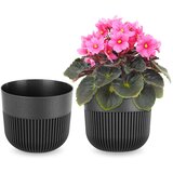 KADAX cvetlični lonec, pokrov za cvetlični lonec, 13 cm, plastika, okrogel, rebrast, grafiten, (5000346043) | Shoptok.si