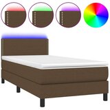  Box spring postelja z vzmetnico LED temno rjava 90x200 cm blago, (20723342) | Shoptok.si