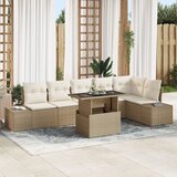 vidaXL Zaslon Vrtni kavč set Set 7 Bež, Krem Ratan, Poliester | Shoptok.si