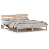 vidaXL krevetni okvir s uzglavljem 180x200 cm masivna drvena borovina | shoptok.hr