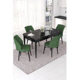 Hanah home trpezarijski set Nef, sto na razvlačenje i 4 stolice, ploča u dekoru crnog mermera, kaki zelena tkanina Jerry | Eponuda.com