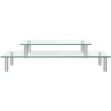  2-slojni stalak za monitor prozirno staklo | shoptok.hr