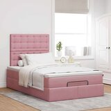 vidaXL Otomanski posteljni okvir z vzmetnicami roza 120x190cm žamet | Shoptok.si