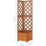 vidaXL Kotno cvetlično korito z oporno mrežo 40x40x150 cm les jelke | Shoptok.si