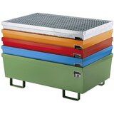 eurokraft pro jeklena prestrezna kadica z robnimi profili, dxšxv 1200 x 800 x 415 mm, brez rešetke, oranžne barve ral 2000 | Shoptok.si
