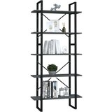 vidaXL ormarić za knjige s 5 razina sivi 80 x 30 x 175 cm od iverice | shoptok.hr