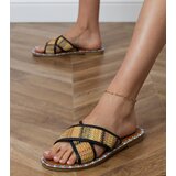 D/CEO Black flat sandals with colorful embroidery on the edges Vilsa | Shoptok.si