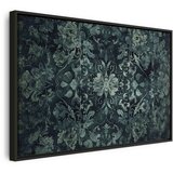  Slika - Oriental Pattern Carpet: Emerald Ornaments and Worn Patterns 60x40 U crnom drvenom okviru | shoptok.hr