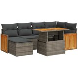 Maison Chic Seti vrtnega pohištva - Vrtna garnitura - Vrtni pohištvo set z blazinami 7-delna siv ratan/akacija, (21796267) | Shoptok.si