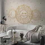  Foto tapeta - Golden Sun and Moon - Artistic Illustration in Retro Style 100x70 Standard | shoptok.hr