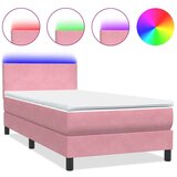 Box spring postelja z vzmetnico roza 80x220 cm žamet, (21793151) | Shoptok.si