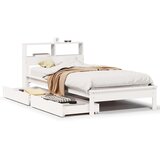 vidaXL Krevet s regalom za knjige bez madraca bijeli 90x200cm borovina | shoptok.hr