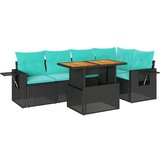 vidaXL Vrtna garnitura - 6-dijelni set vrtnih sofa s jastucima crni od poliratana - Crna 1 | shoptok.hr