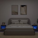  Noćni ormarići s LED svjetlima zidni 2 kom crni | Eponuda.com