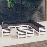  Vrtna sedežna garnitura 14-delna z blazinami bela borovina, (20954864) | Shoptok.si