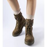 Gemre Dark green decorative eco-suede worker boots Castore | shoptok.hr