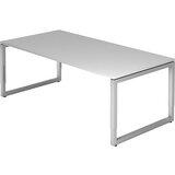 eurokraft pro anny - pisalna miza z ogrodjem iz štirikotne jeklene cevi, šxg 2000 x 1000 mm, svetlo siva | Shoptok.si